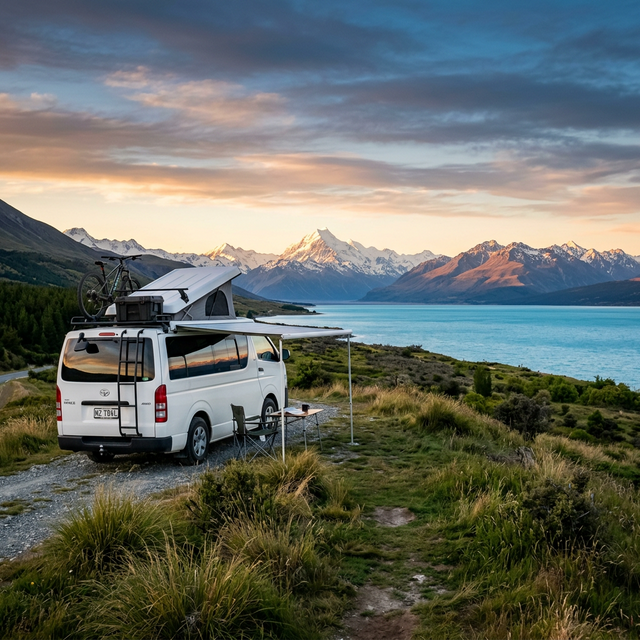 Waking up at Lake Pukaki is only possible in a certified self-contained van.